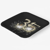 35歳の誕生日パーティーのスパークラー（黒背景） ペーパープレート (傾斜あり)