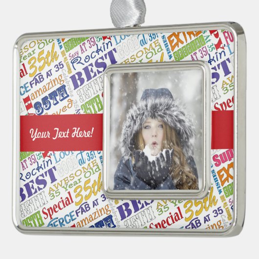 35歳の誕生日パーティーの贈パーソナライズされたり物 シルバープレートフレームオーナメント (左)