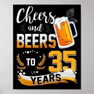 35歳の誕生日パーティー応援とビール35年 ポスター