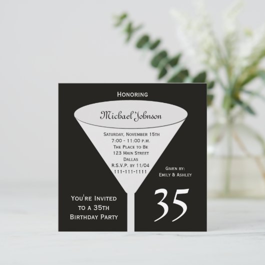 35歳の誕生日パーティー招待状35人のトースト 招待状 (スタンド正面)