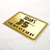 35歳の誕生日パーティー - アールデコスタイルの「35」&名前 箔招待状 (回転した状態)