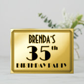35歳の誕生日パーティー - アールデコ調の「35」+名前 箔招待状 (立ち正面)