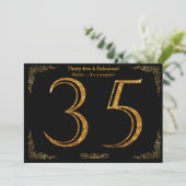35歳の誕生日パーティー,ギャツビースタイル,ブラック金ゴールドグリッター 招待状 (スタンド正面)