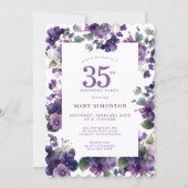 35歳の誕生日パーティー スミレの花 招待状 (正面)