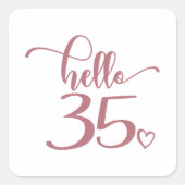 35歳の誕生日女性ハロー35かわいい35歳 スクエアシール (正面)