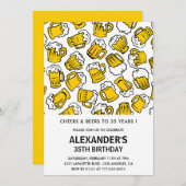 35歳の誕生日招待状メンズ応援とビール 招待状 (正面/裏面)