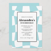 35歳の誕生日招待状レトロブルー 招待状 (正面/裏面)