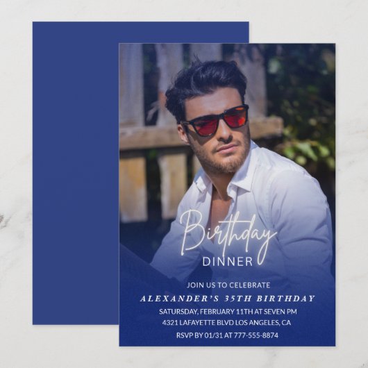 35歳の誕生日招待状 誕生日ディナー フォト 男性 招待状 (正面/裏面)