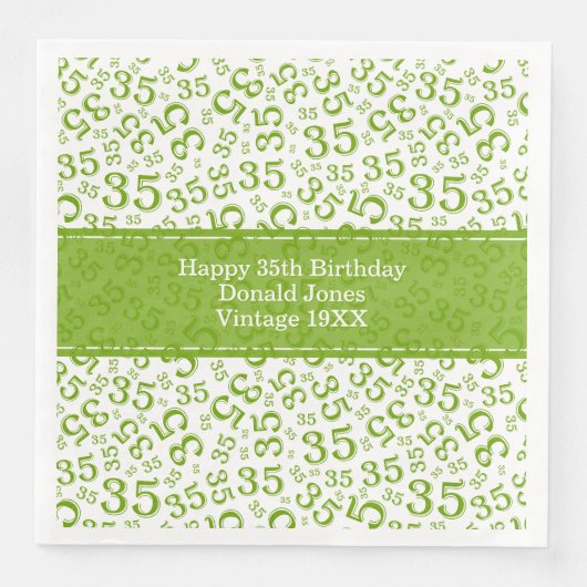 35歳の誕生日数字デザイン 緑/白 (正面)