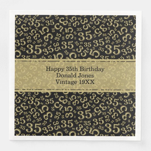 35歳の誕生日数字パターン ゴールド/ブラック (正面)