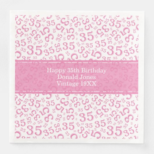 35歳の誕生日数字パターン ピンク/ホワイト (正面)