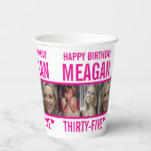 35歳の誕生日3枚のホットピンクと白 紙コップ (裏面)