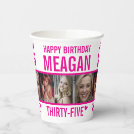 35歳の誕生日3枚のホットピンクと白 紙コップ