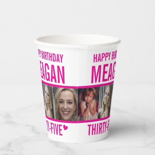 35歳の誕生日3枚のホットピンクと白 紙コップ (右)