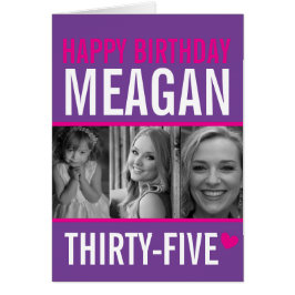 35歳の誕生日3枚の写真ホットピンクパープルホワイト