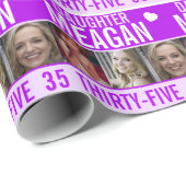 35歳の誕生日3枚の写真3枚の紫色の娘 ラッピングペーパー (ロールコーナー)