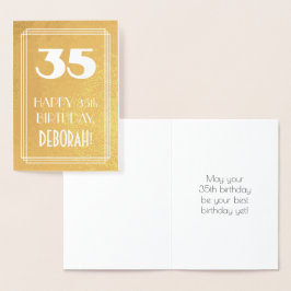 35歳の誕生日 ～ アートデコスタイル「35」＆カスタムネーム 箔カード