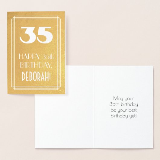 35歳の誕生日 ～ アートデコスタイル「35」＆カスタムネーム 箔カード (ディスプレー)