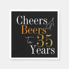 35歳の誕生日 ビールと乾杯 ブラックゴールドパーティー スタンダードカクテルナプキン