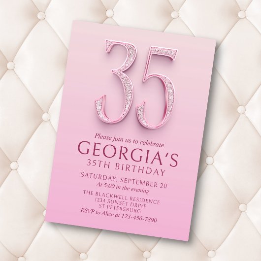 35歳の誕生日 ピンクダイヤモンド 招待状