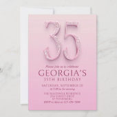 35歳の誕生日 ピンクダイヤモンド 招待状 (正面)