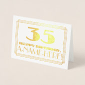 35歳の誕生日; 名前 + アートデコ風の「35」 箔カード (正面)