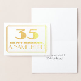 35歳の誕生日; 名前 + アートデコ風の「35」 箔カード
