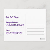 35歳の誕生日 – 楽しい花火模様 + レインボー35 ポストカード (裏面)