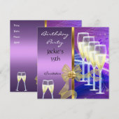 35歳誕生日パーティー 招待状 エレガント パープル ゴールド (正面/裏面)