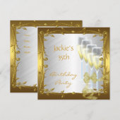 35歳誕生日パーティー 招待状 エレガント 白 ゴールド (正面/裏面)