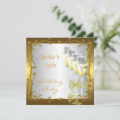 35歳誕生日パーティー 招待状 エレガント 白 ゴールド (スタンド正面)