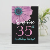 35歳 サプライズ バースデー プレティー ピンク デイジー メタリック 招待状 (スタンド正面)