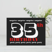 35番目のサプライズ·バースデー·パーティーの招待テンプレート 招待状 (スタンド正面)