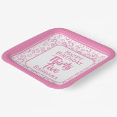 35番目のパーティー乱数パターンピンク/白 ペーパープレート (傾斜あり)