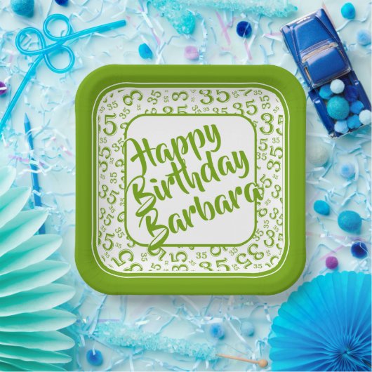 35番目のパーティー乱数パターン（緑/白） ペーパープレート (パーティー)