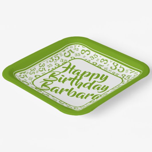 35番目のパーティー乱数パターン（緑/白） ペーパープレート (傾斜あり)