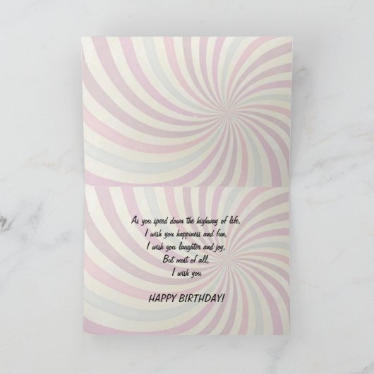 35番目の誕生日カードとバイクの女の子 カード (内部)