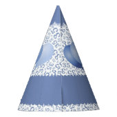 35番目の誕生日乱数パターン青/白 パーティーハット (裏面)