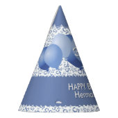 35番目の誕生日乱数パターン青/白 パーティーハット (左)