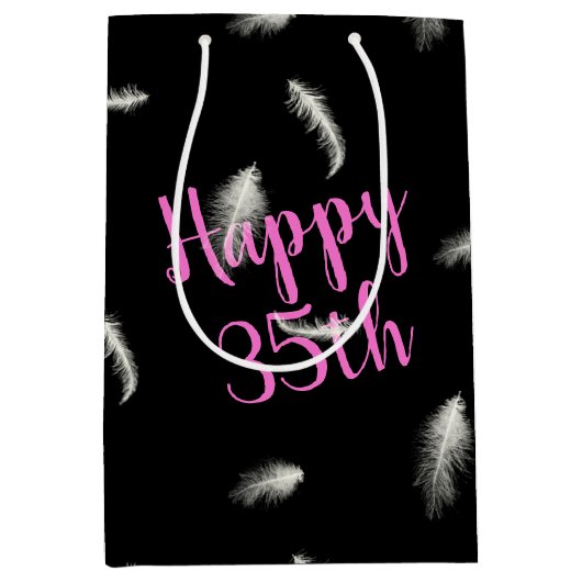 35番目の誕生日羽ミディアム抱き枕 ミディアムペーパーバッグ (正面)