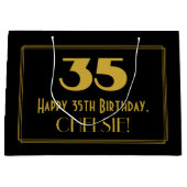 35番目の誕生日:インスパイアアールデコの「35」の外観と名前 ラージペーパーバッグ (正面)