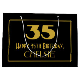 35番目の誕生日:インスパイアアールデコの「35」の外観と名前 ラージペーパーバッグ