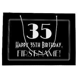 35番目の誕生日:インスパイアアールデコスタイル「35」、名前 ラージペーパーバッグ