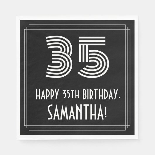 35番目の誕生日:インスパイアアールデコ検索"35" +名前 スタンダードランチョンナプキン (正面)
