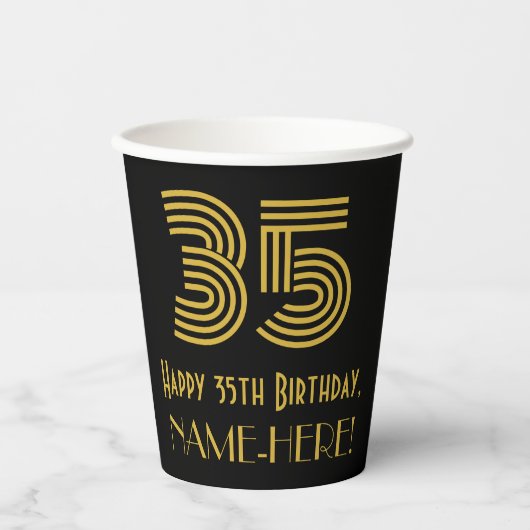 35番目の誕生日:インスパイアアールデコ「35」の検索と名前 紙コップ (正面)