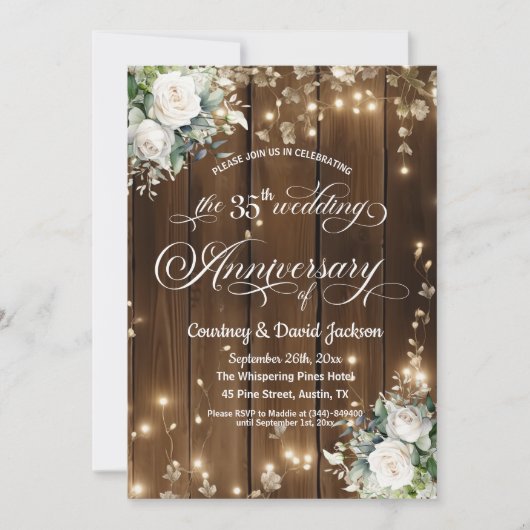 35結婚周年記念素朴灯 招待状 (正面)