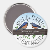 35結婚周年記念、羽のブルーバード マグネット (正面/裏面)