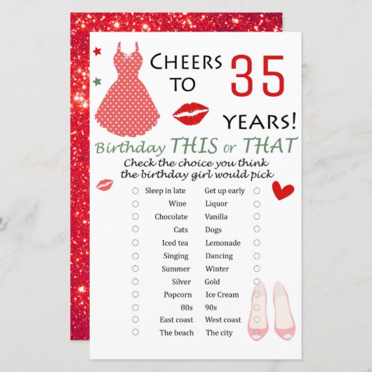 35誕生日このゲームまたはゲーム (正面/裏面)