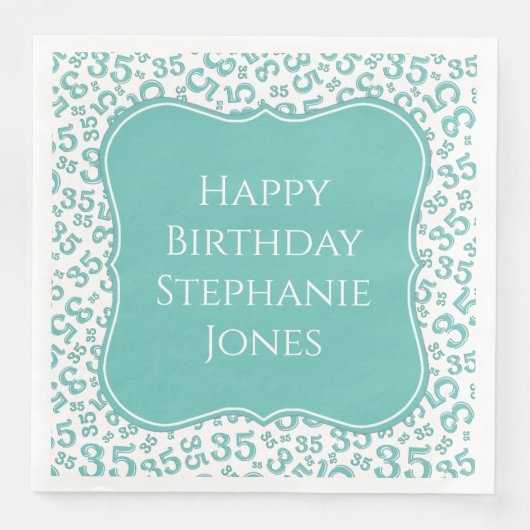 35誕生日ティール(緑がかった色)/ホワイトランダムパターン35 (正面)