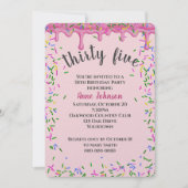 35誕生日ピンクアイシングと散水 招待状 (正面)